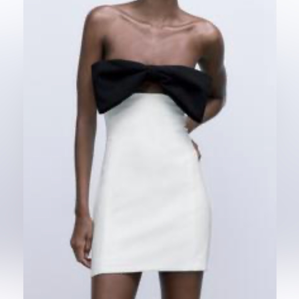 Zara White Strapless Cocktail Dress